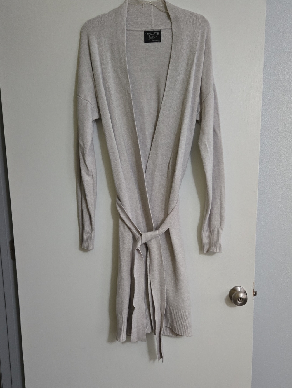 Twelfth Love Longline Belted Cardigan — Cream